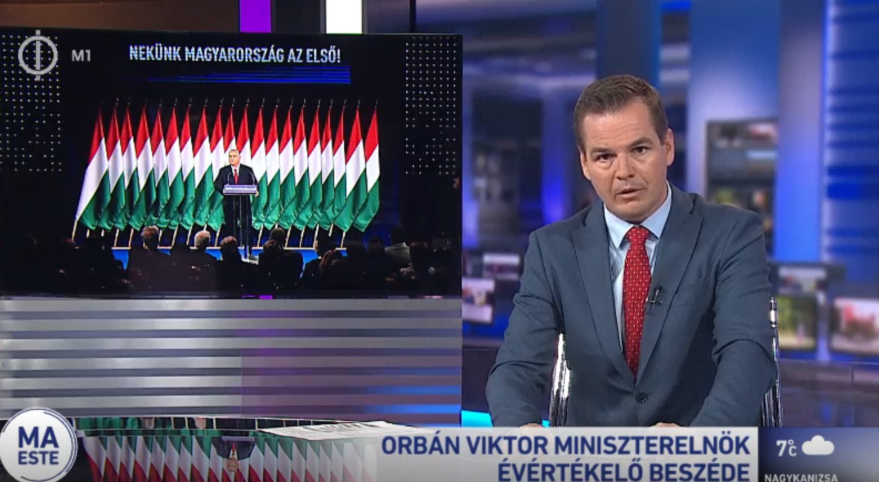 Közszolgálat: eddig négyszer ismételték teljes terjedelmében a vasárnapi Orbán-beszédet az M1-en