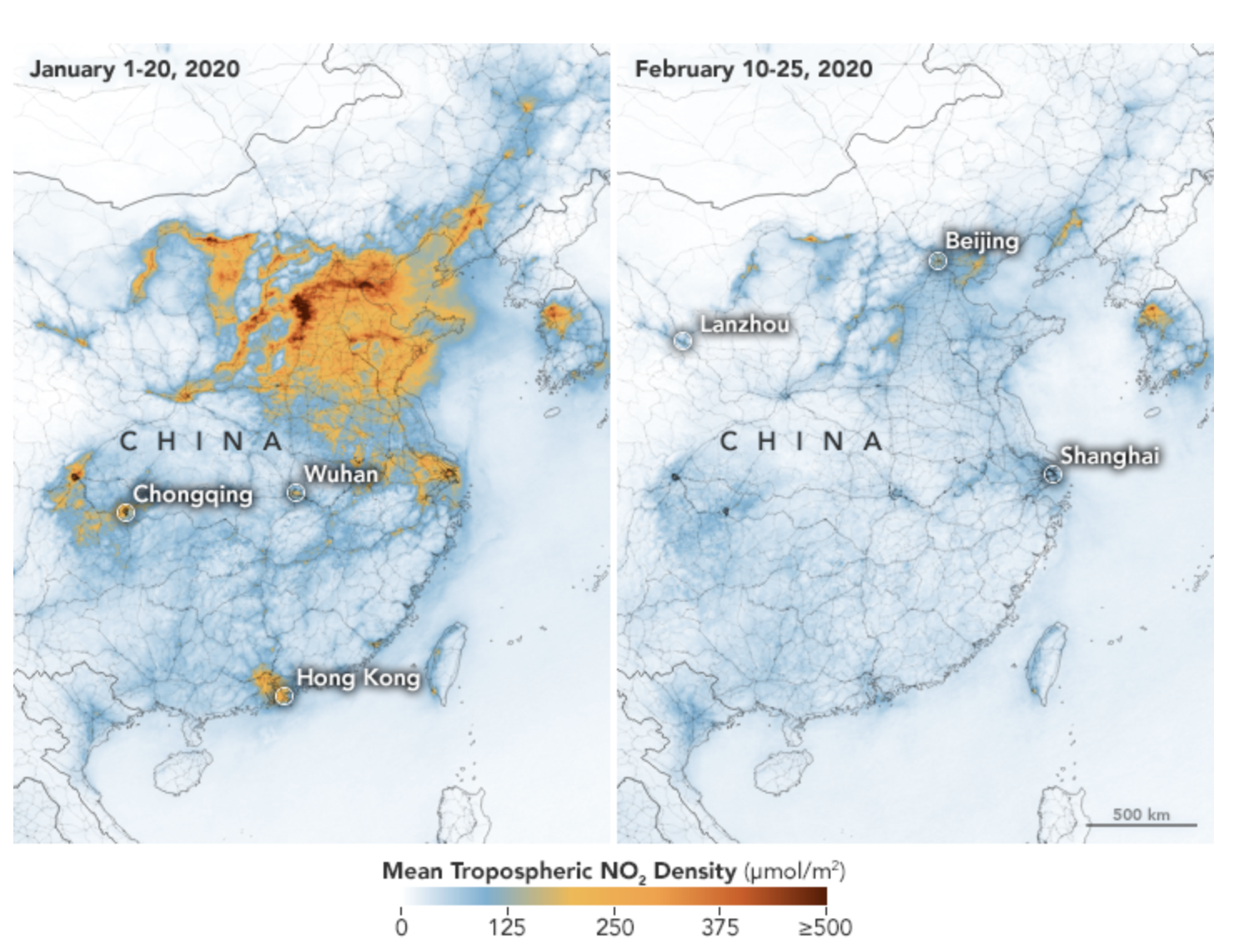 Így csökkent a légszennyezettség a kínai Vuhan tartomány közelében a koronavírus-járvány hatására