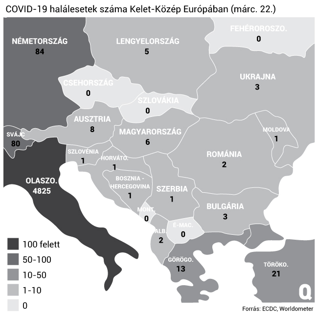 A régióban Ausztria után Magyarországon haltak meg a legtöbben koronavírus-fertőzésben