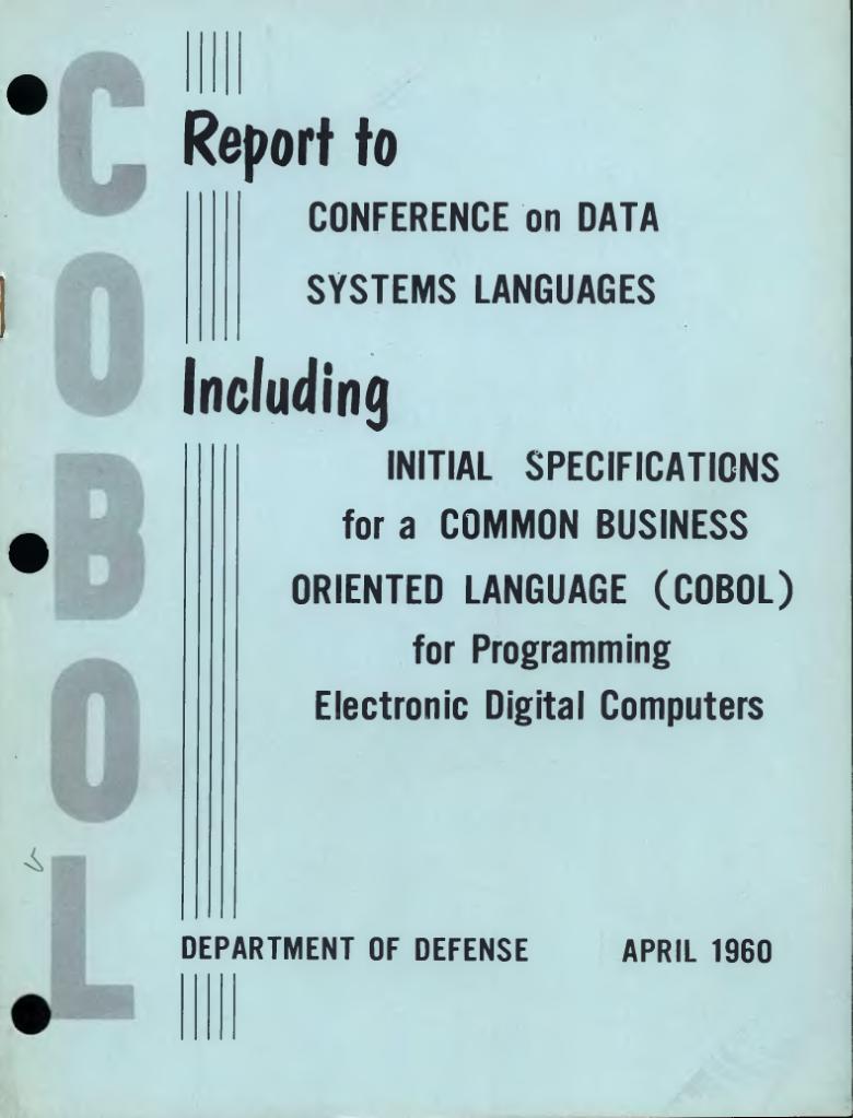 Az amerikai védelmi tárca COBOL-ügyi 1960-os kiadványának címlapja