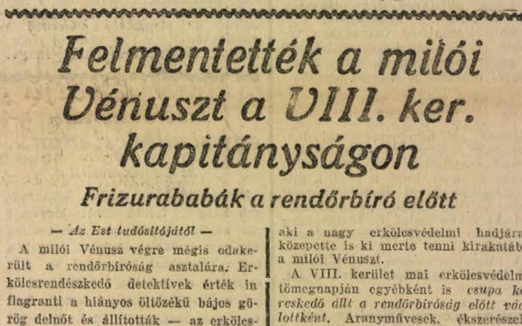 1927-ben az erkölcsi fertő elleni védekezés tartotta lázban Budapestet