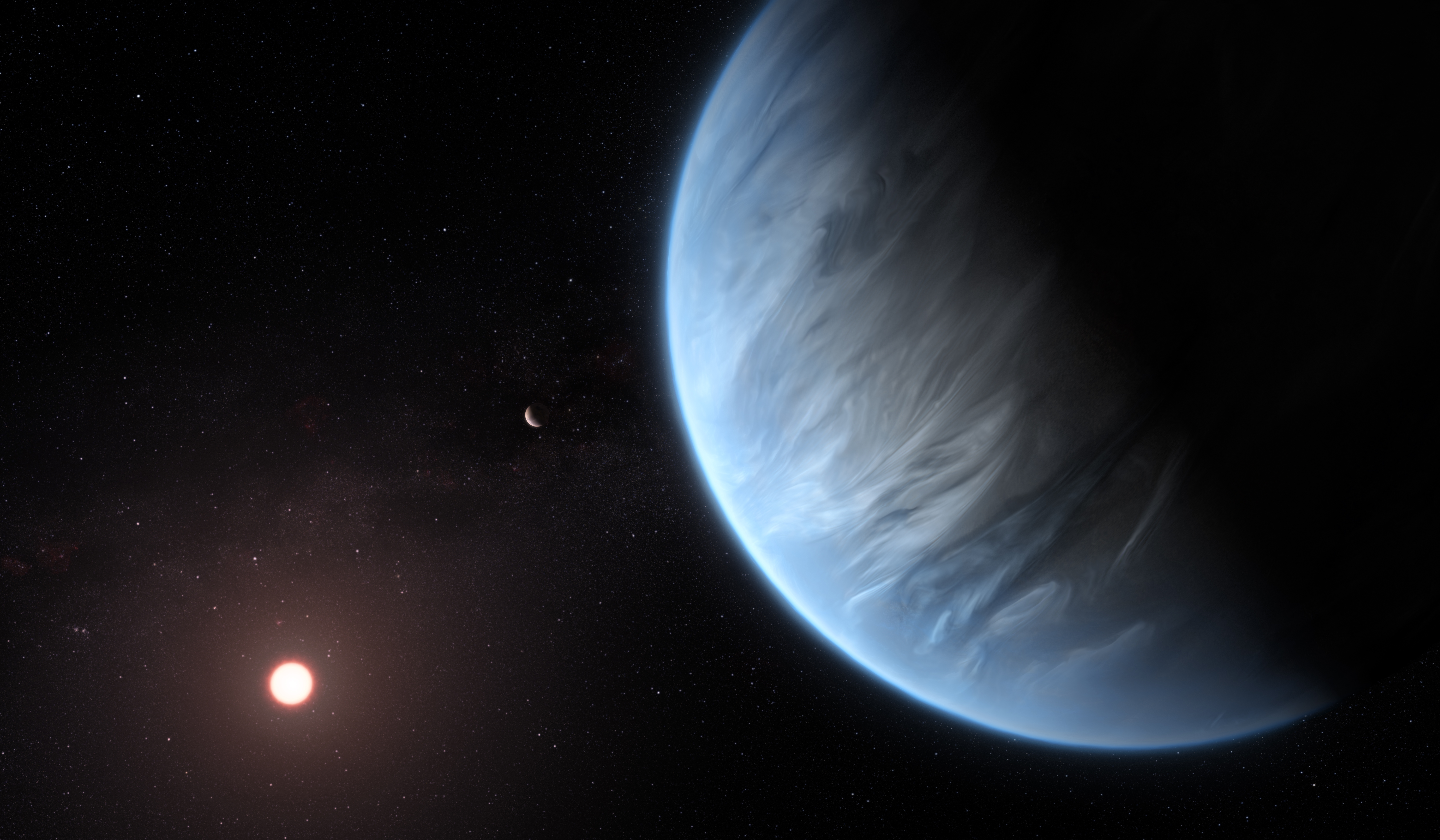 A tavaly felfedezett K2-18b exobolygó fantáziarajza