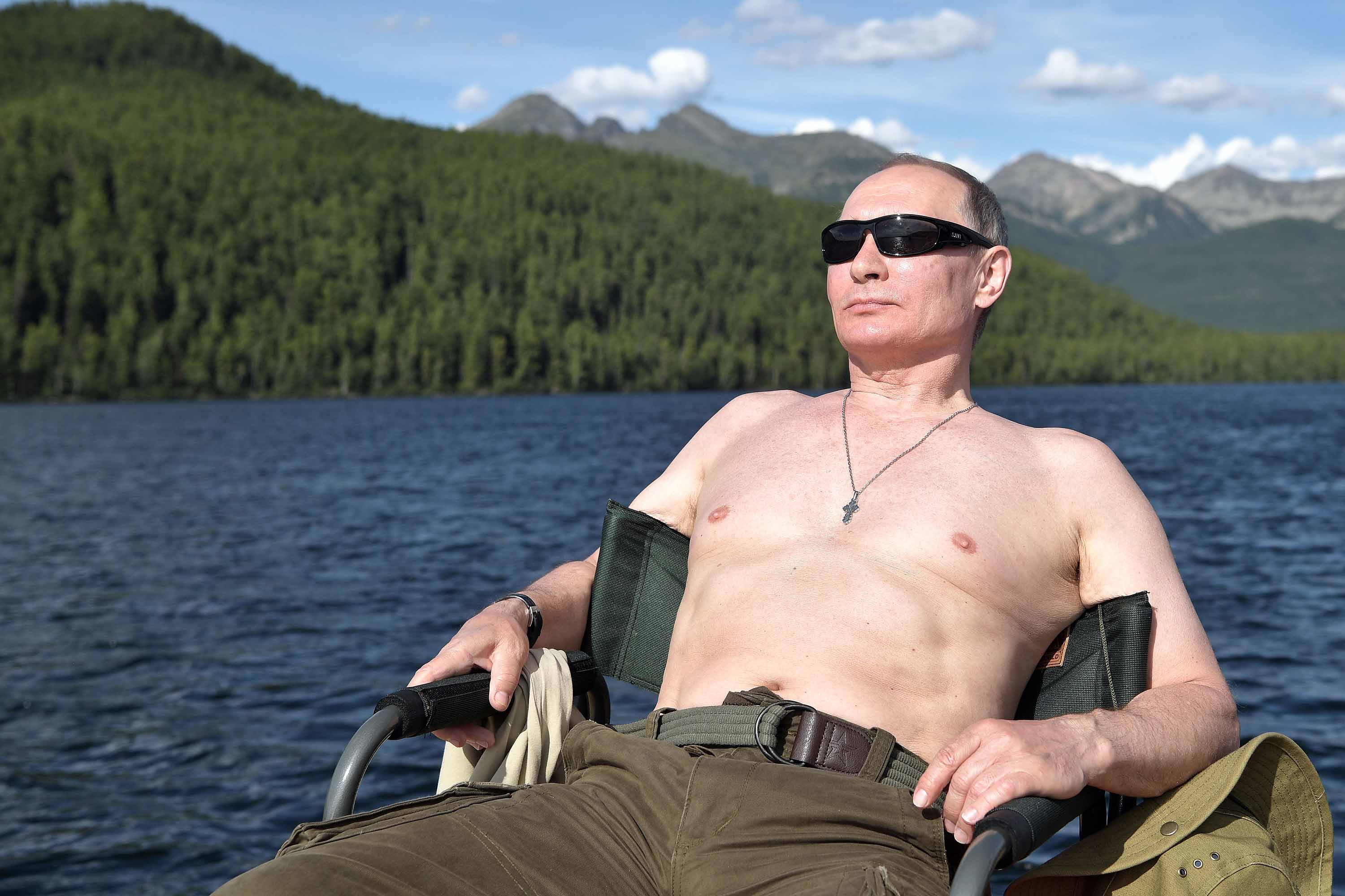 Vlagyimir Putyin orosz elnök szibériai nyaralásán 2017-ben.