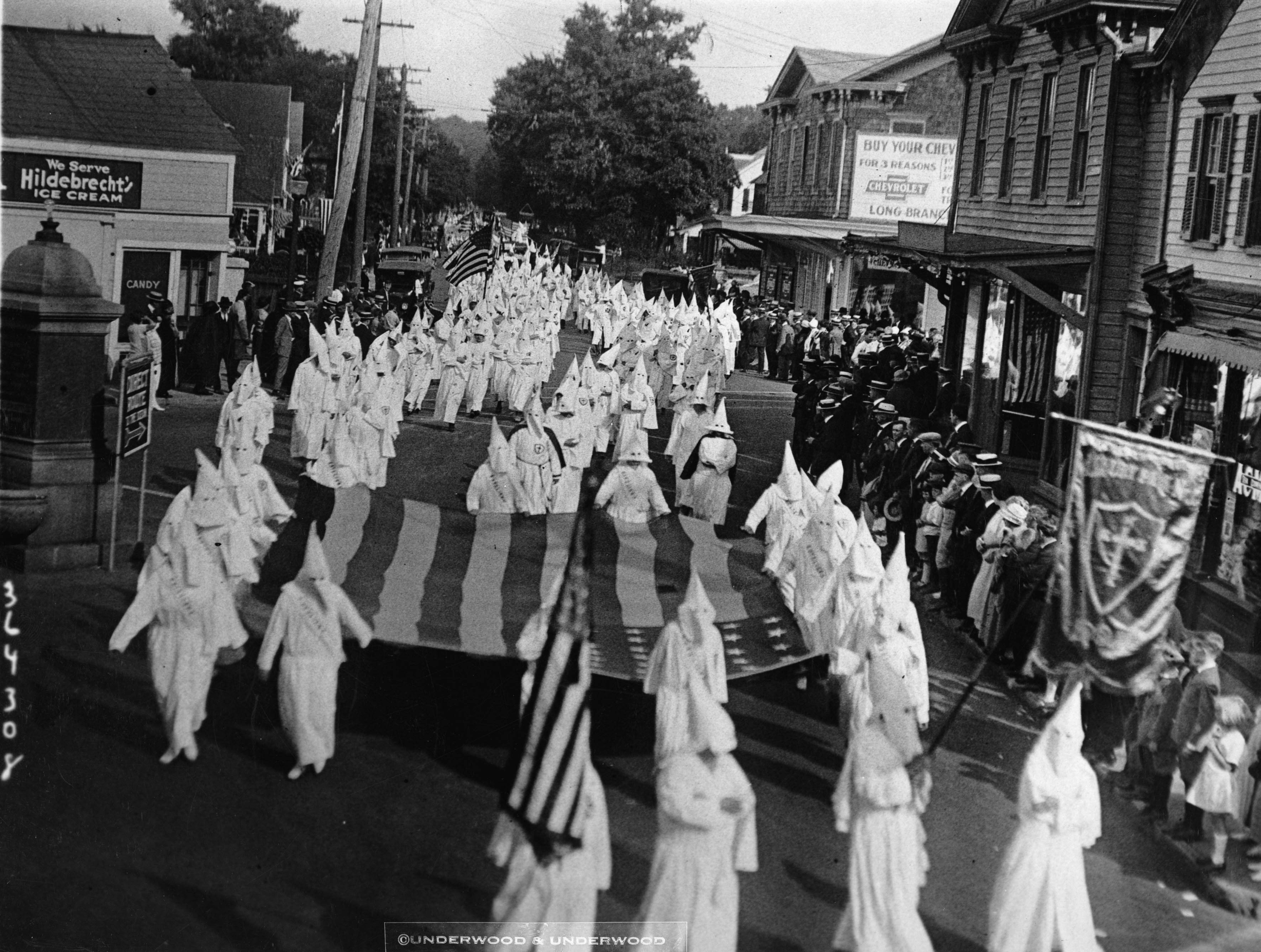 KKK-felvonulás a New Jersey-i Long Branch-ben 1924. április 7-én.