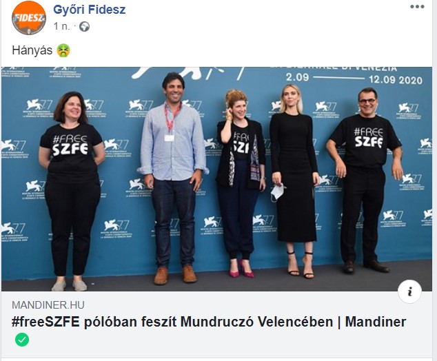 A győri Fidesz hozzászólt Mundruczóék SZFE-akciójához: „Hányás”