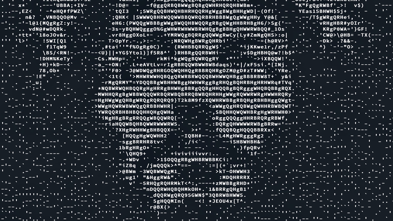 Jézus arca ASCII-grafikán ábrázolva.