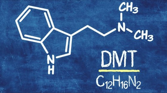 Dimetiltriptamin-molekula.