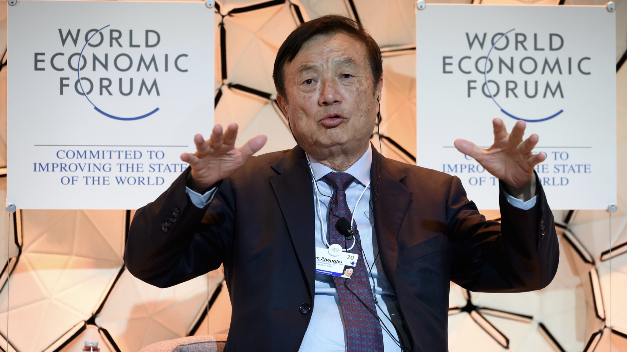 Ren Zhengfei, a Huawei vezérigazgatója a Világgazdasági Fórumon.