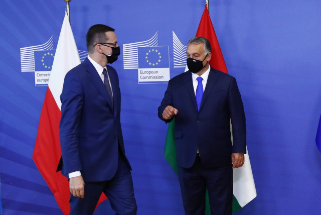 Mateusz Morawiecki és Orbán Viktor Brüsszelben, 2020 szeptemberében.