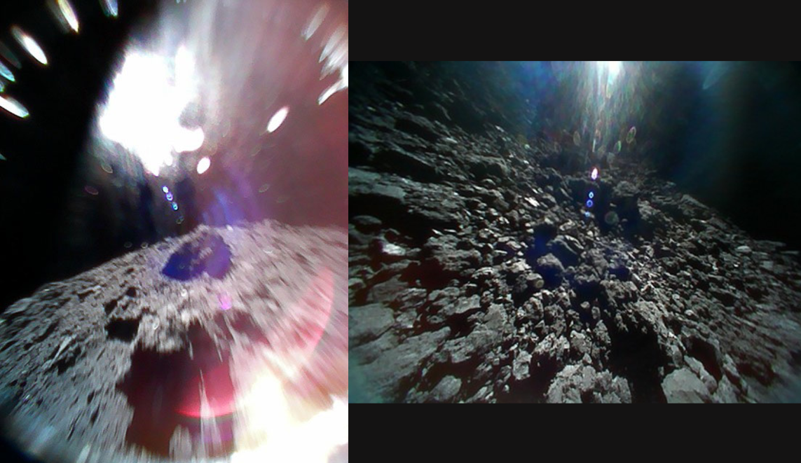 A Hajabusza-2 Rover-1 és Rover-2 leszállóegységei által készített felvételek a kisbolygó felszínéről