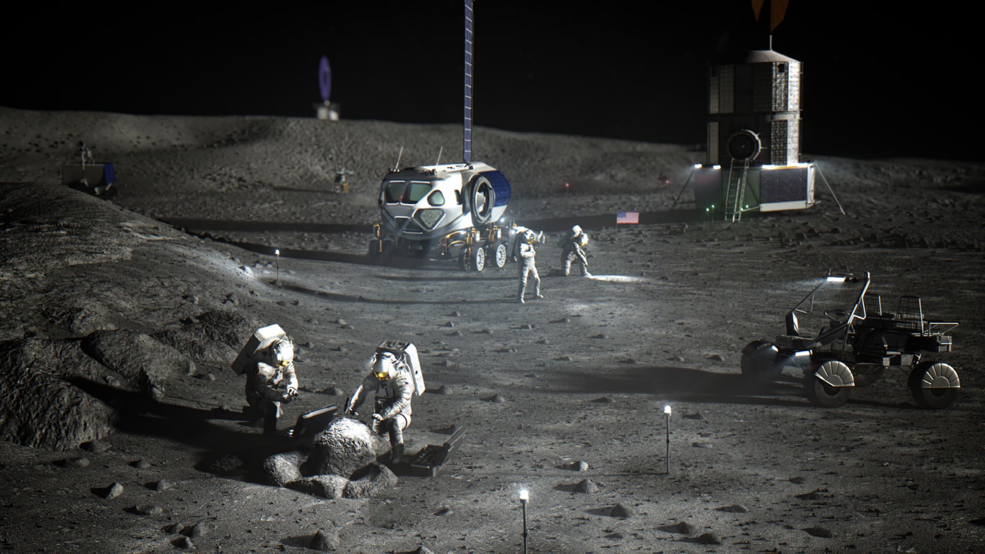 Az Artemis–3 holdi munkásságának illusztrációja