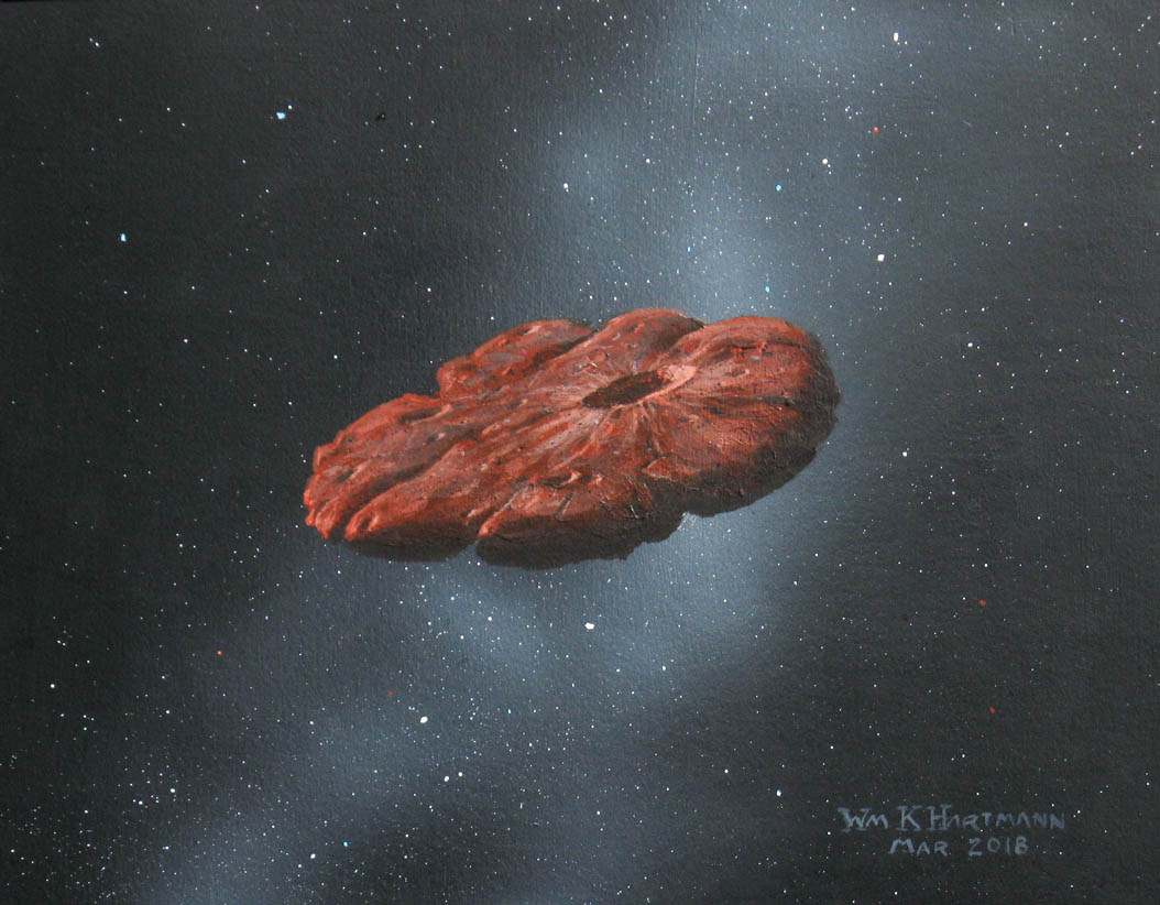 William Hartmann az 'Oumuamua-ról készített festménye 2018-ból