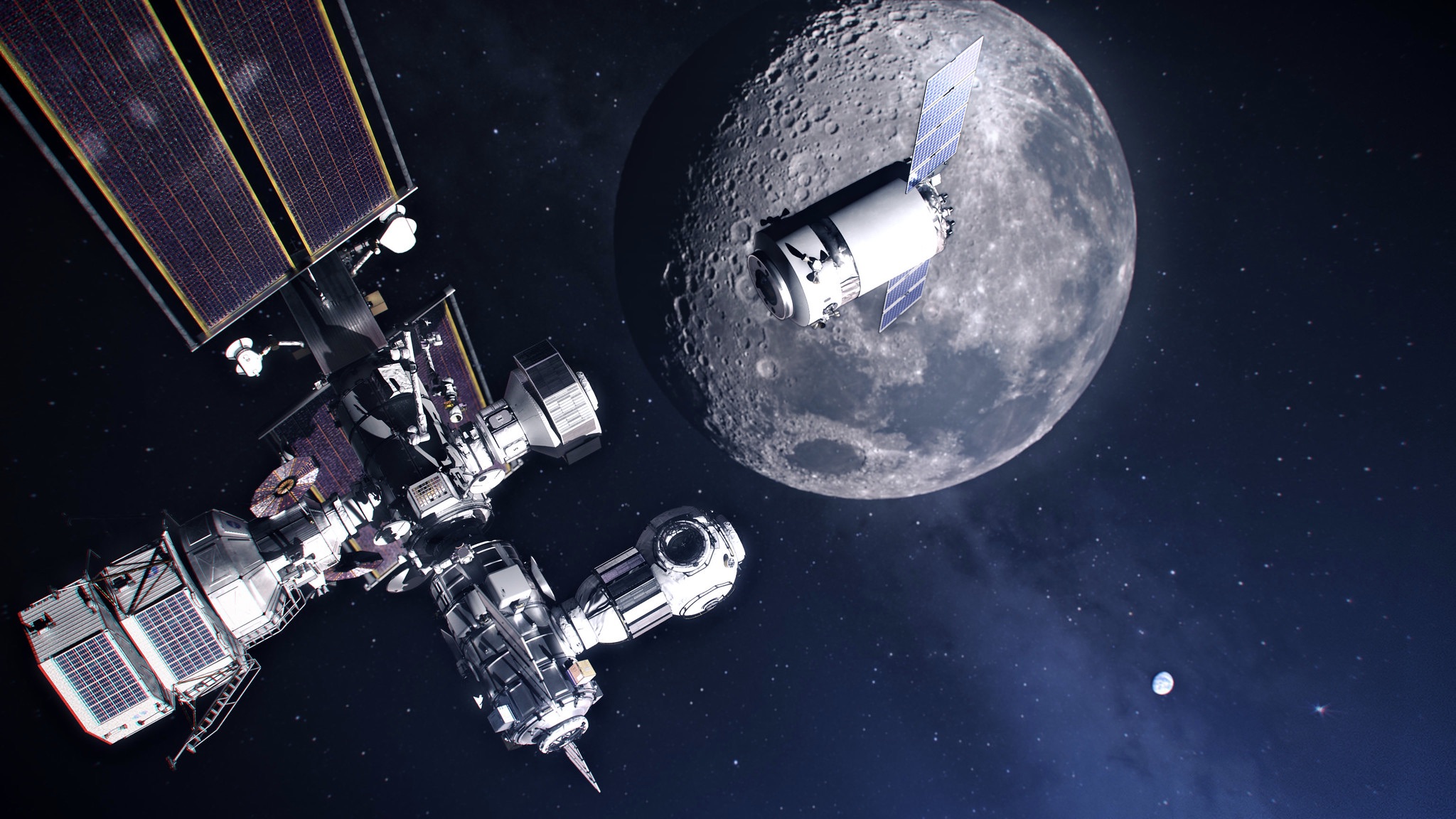 A Lunar Gateway (vagy simán csak Gateway) nevű űrkikötő nem az ISS funkcióit próbálja majd betölteni. Nem lesz állandó legénysége, viszont szervizcsarnokként, hotelként és átjáróházként használhatják majd a Föld–Hold missziók során.
