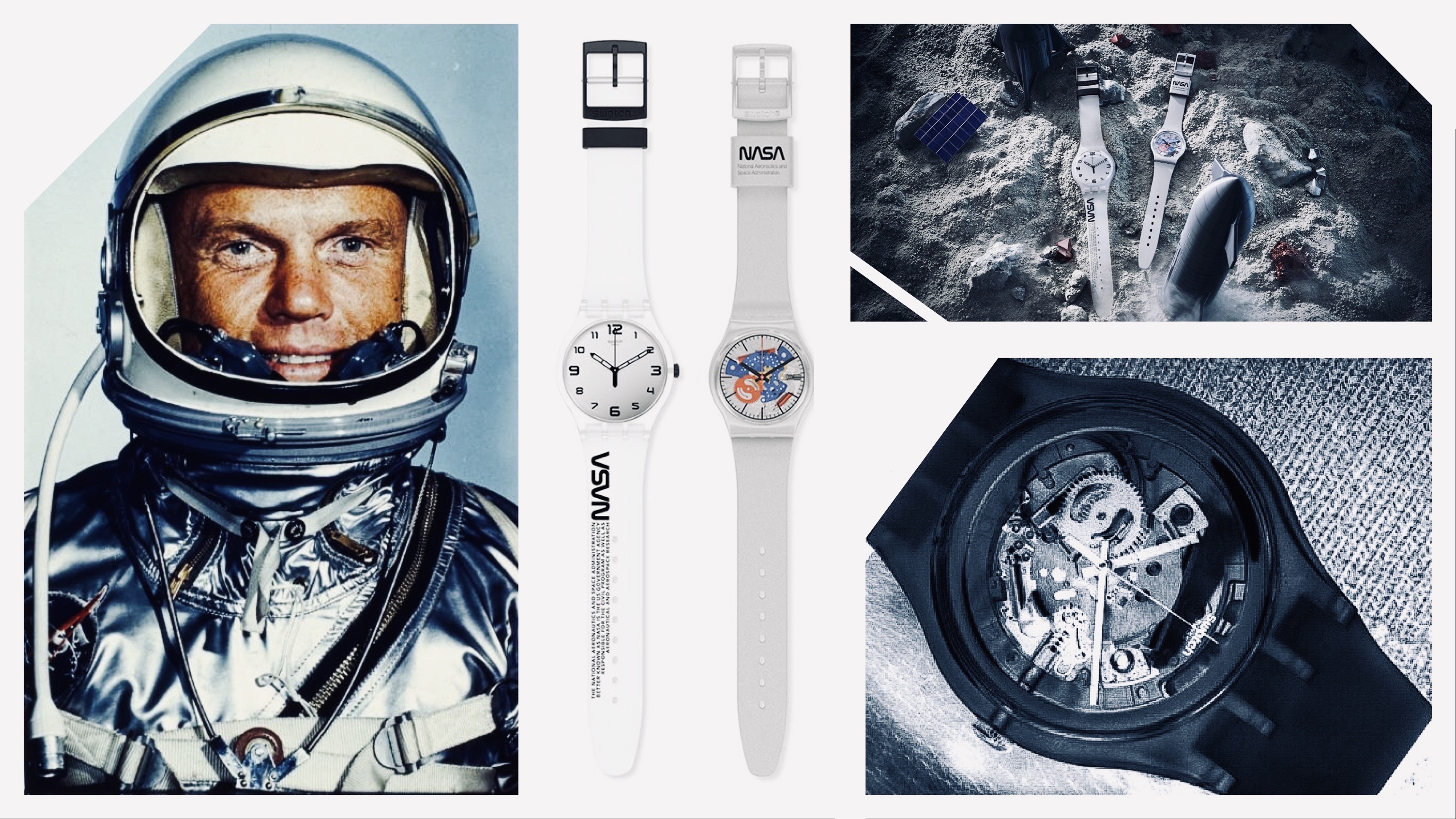 A Space Race (középen balra) fehér-ezüstös színvilága a Gemini- és Mercury-projektek űrruháiéval harmonizál.