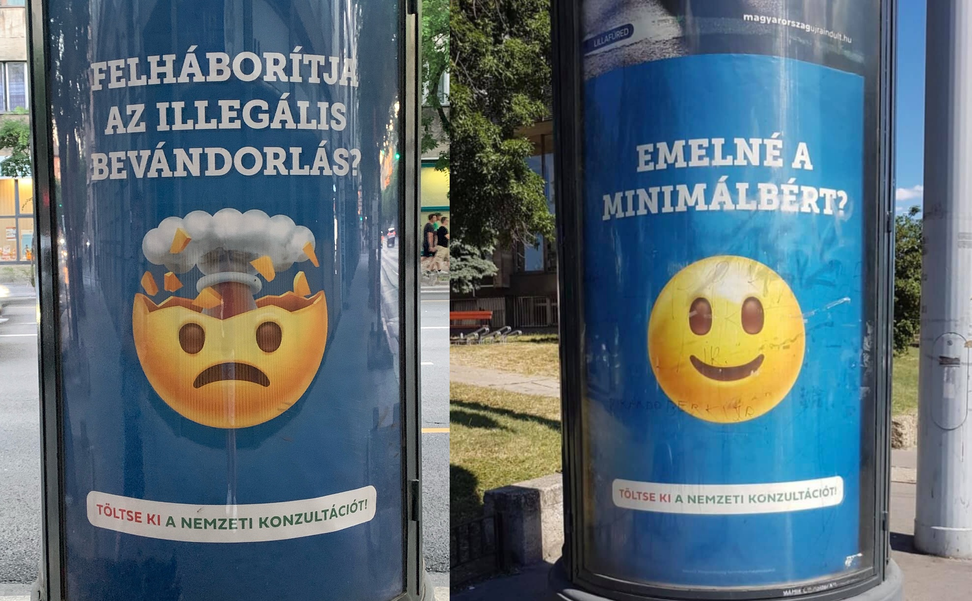 Ujjlenyomatot vett a rendőrség egy átragasztott kormányzati plakátról Pécsen