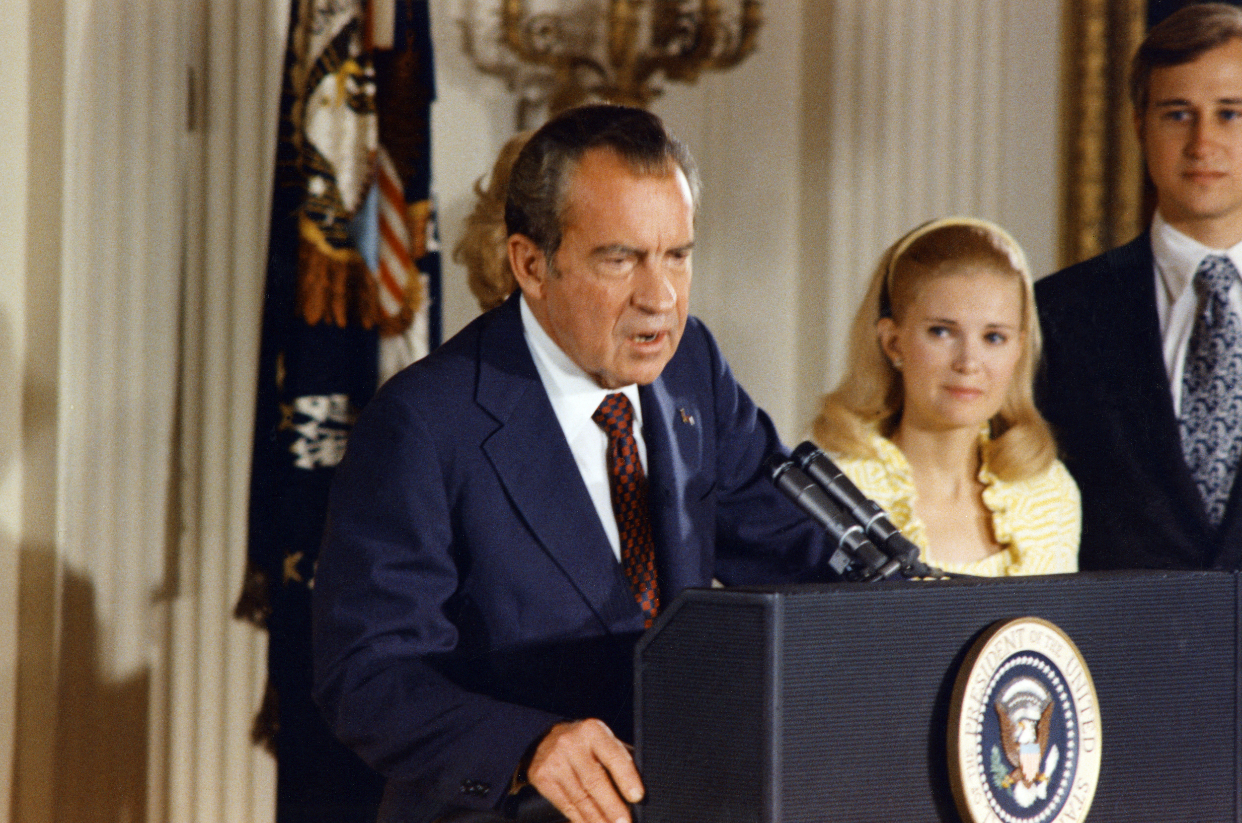 Richard Nixon bejelenti lemondását a Fehér Házban, 1974. augusztus 9-én