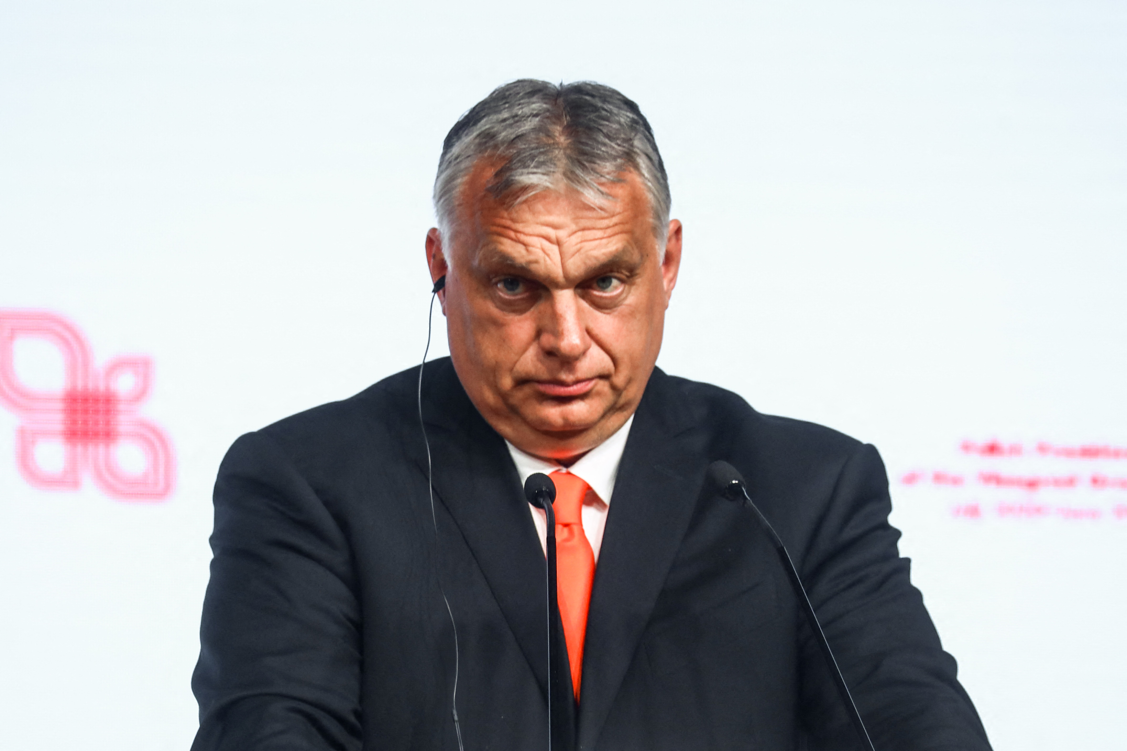 Orbán Viktor egy katowicei sajtótájékoztatón 2021. június 30-án.