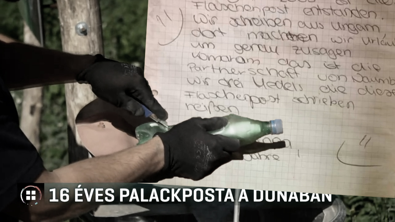 16 éves palackpostát fogtak a Dunában Komáromnál
