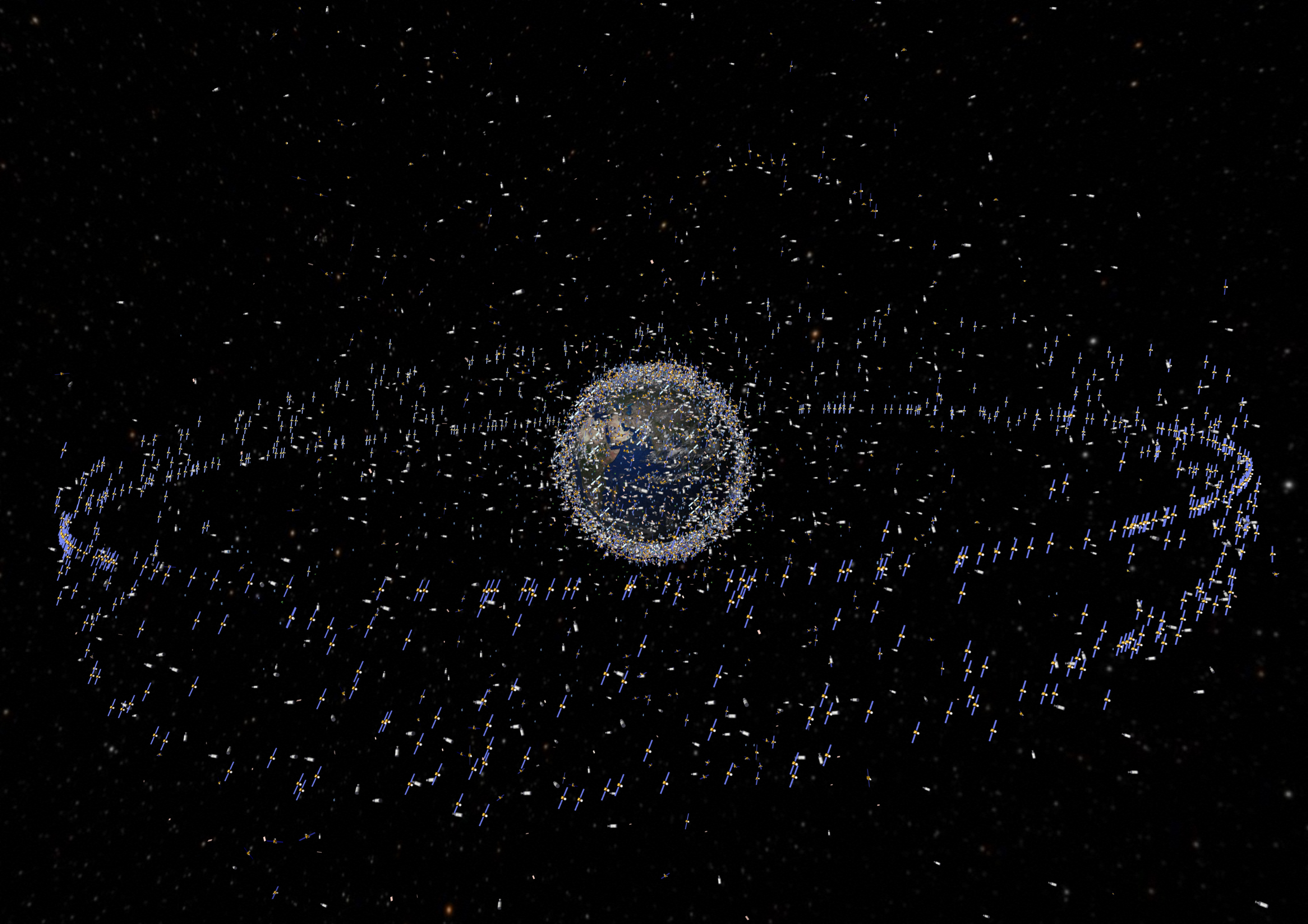 Számítógépes illusztráció a Föld űrszemétben úszó környezetéről
