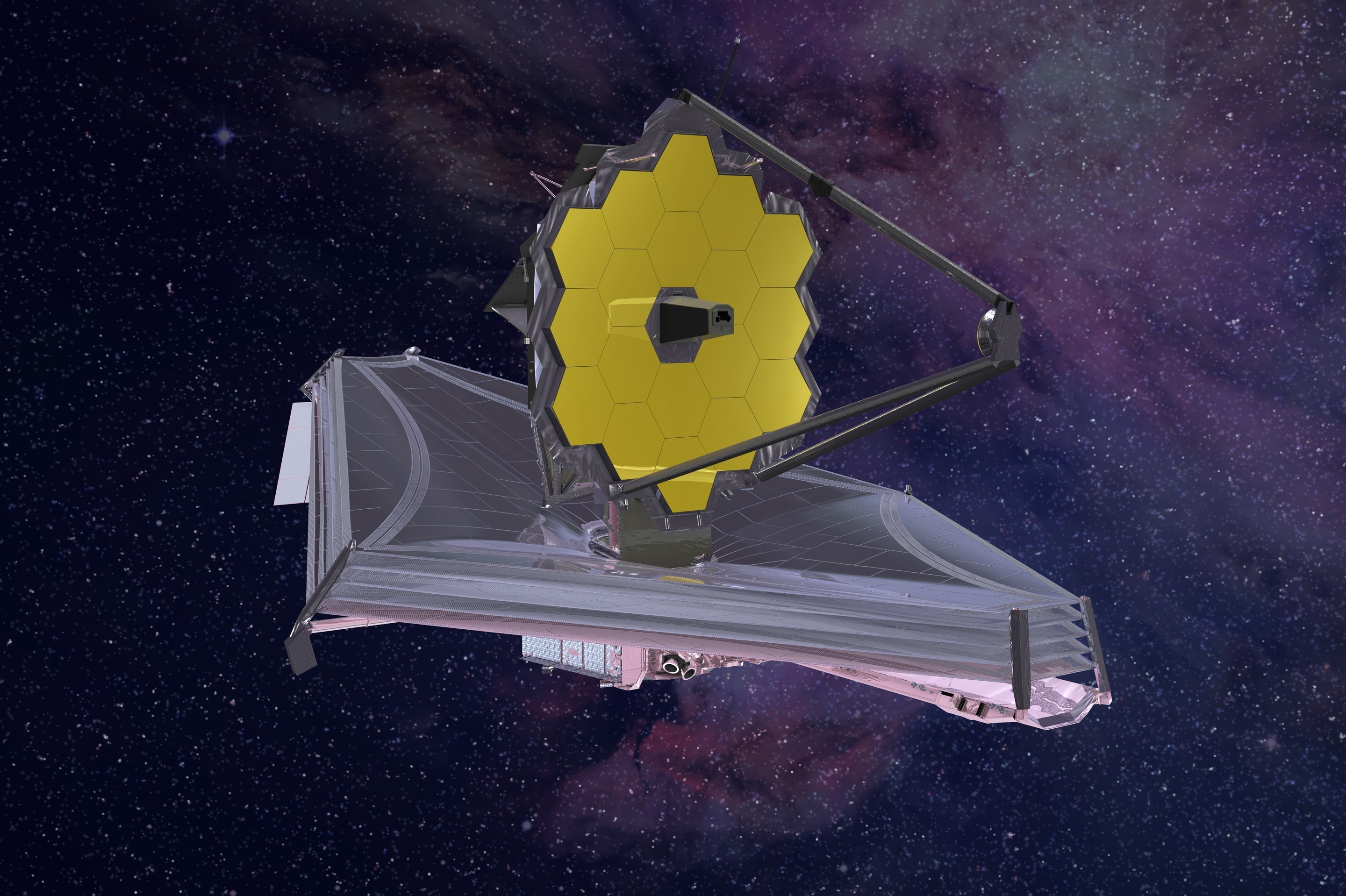 A James Webb űrteleszkóp a teleszkópot építő Northrop Grumman vállalat illusztrációján