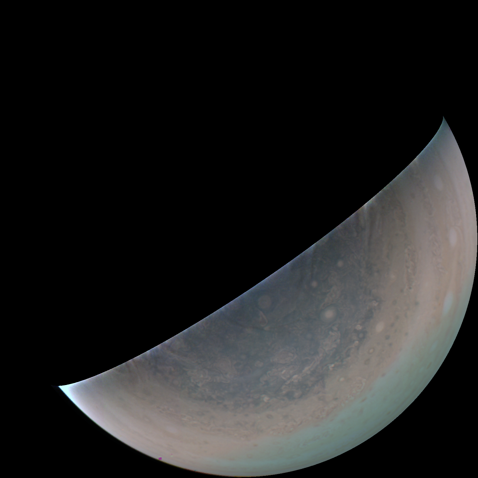 A Juno űrszonda által készített felvétel a Jupiterről.