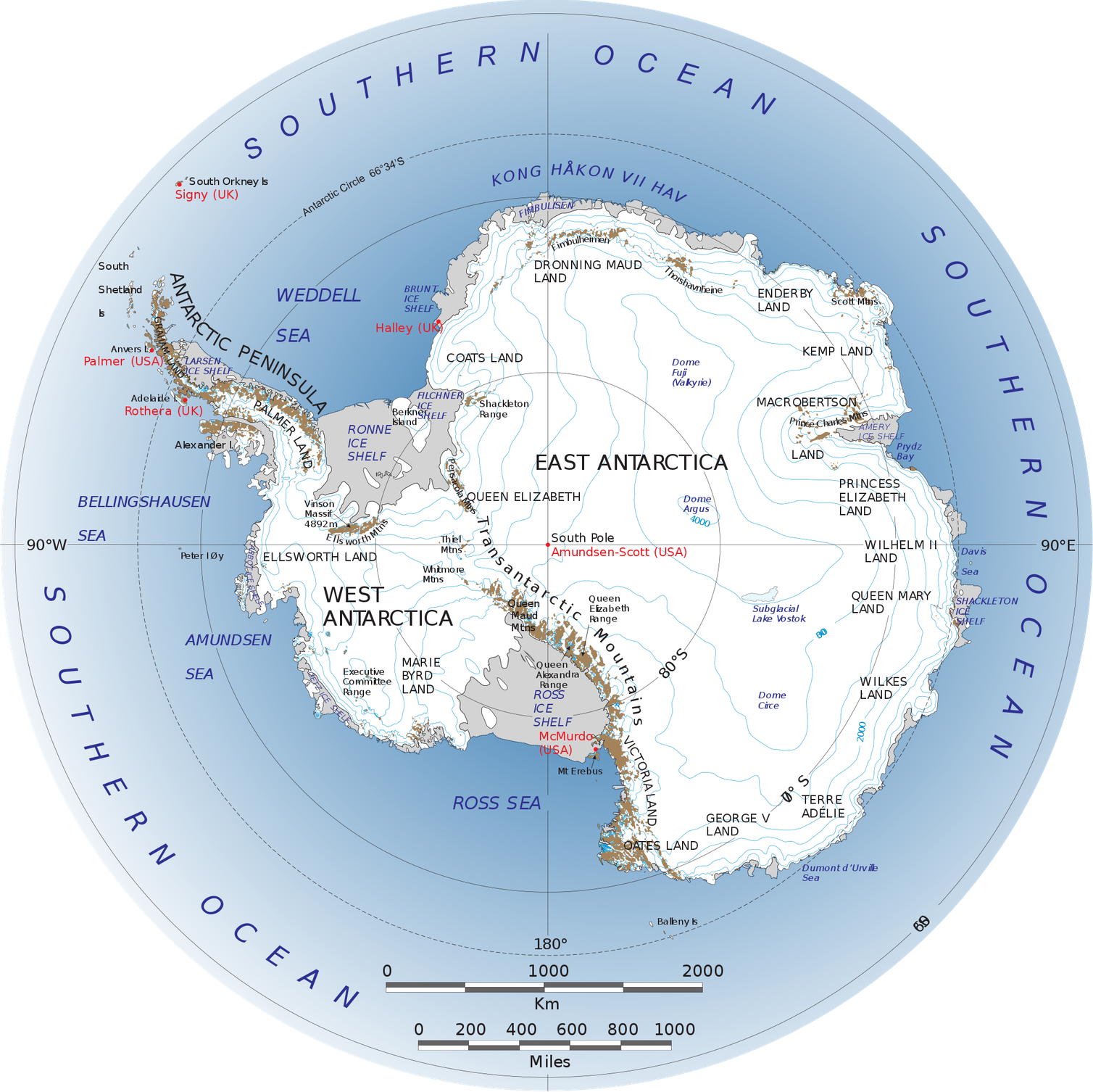 Az Antarktisz térképén jól látható, hogy a kontinens nyugati felén elhelyezkedő jégtakaró lényegesen kisebb, mint a kelet-antarktiszi. Destabilizációja ugyanakkor így is több méterrel megemelhetné a tengerszintet