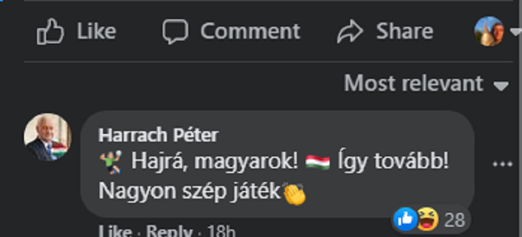 Harrach Péter a jelek szerint nem jött rá, hogy melyik volt a magyar csapat a kézilabda-Eb nyitómeccsén