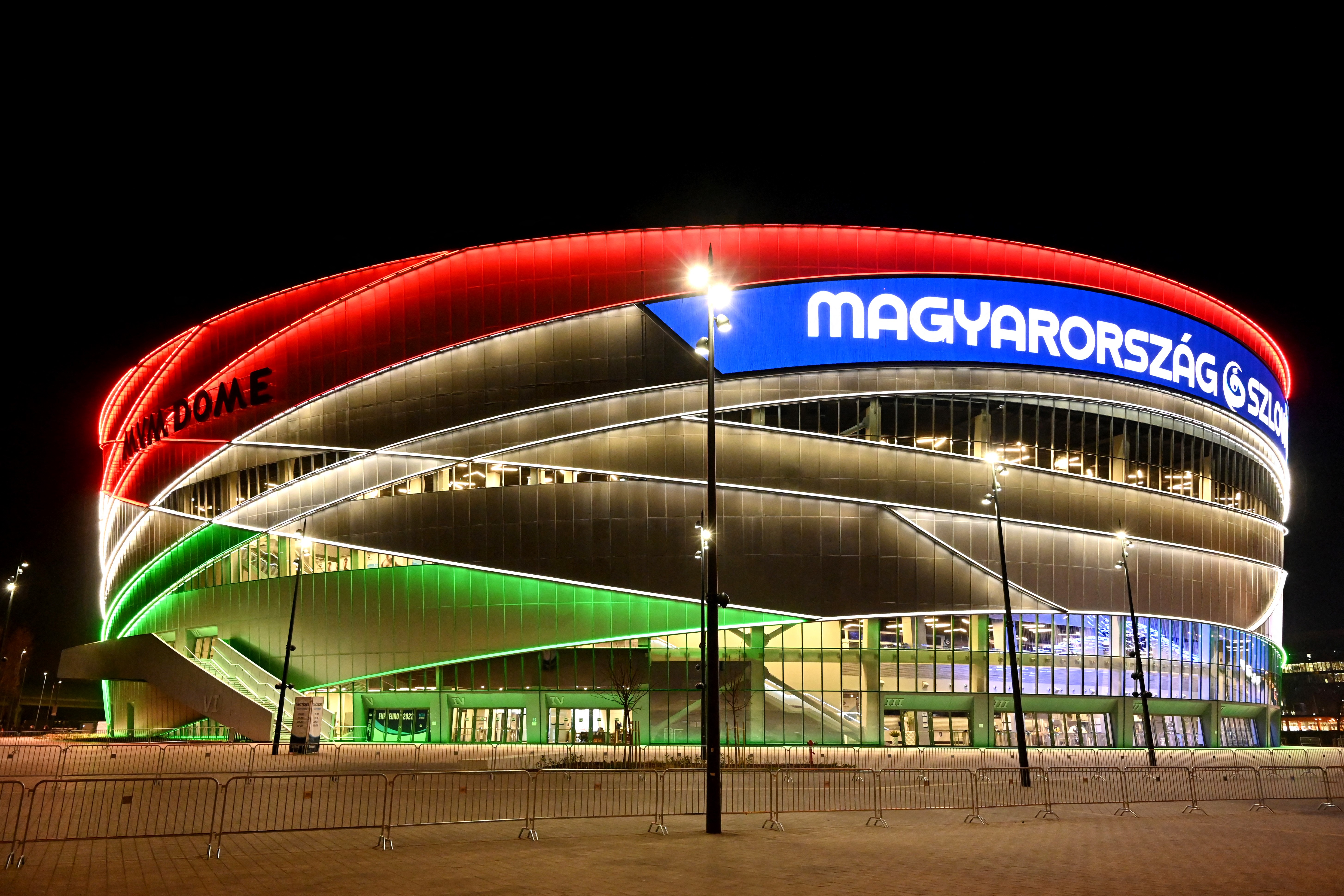 A multifunkcionális kézilabda-csarnok, az MVM Dome 2022. január 19-én.
