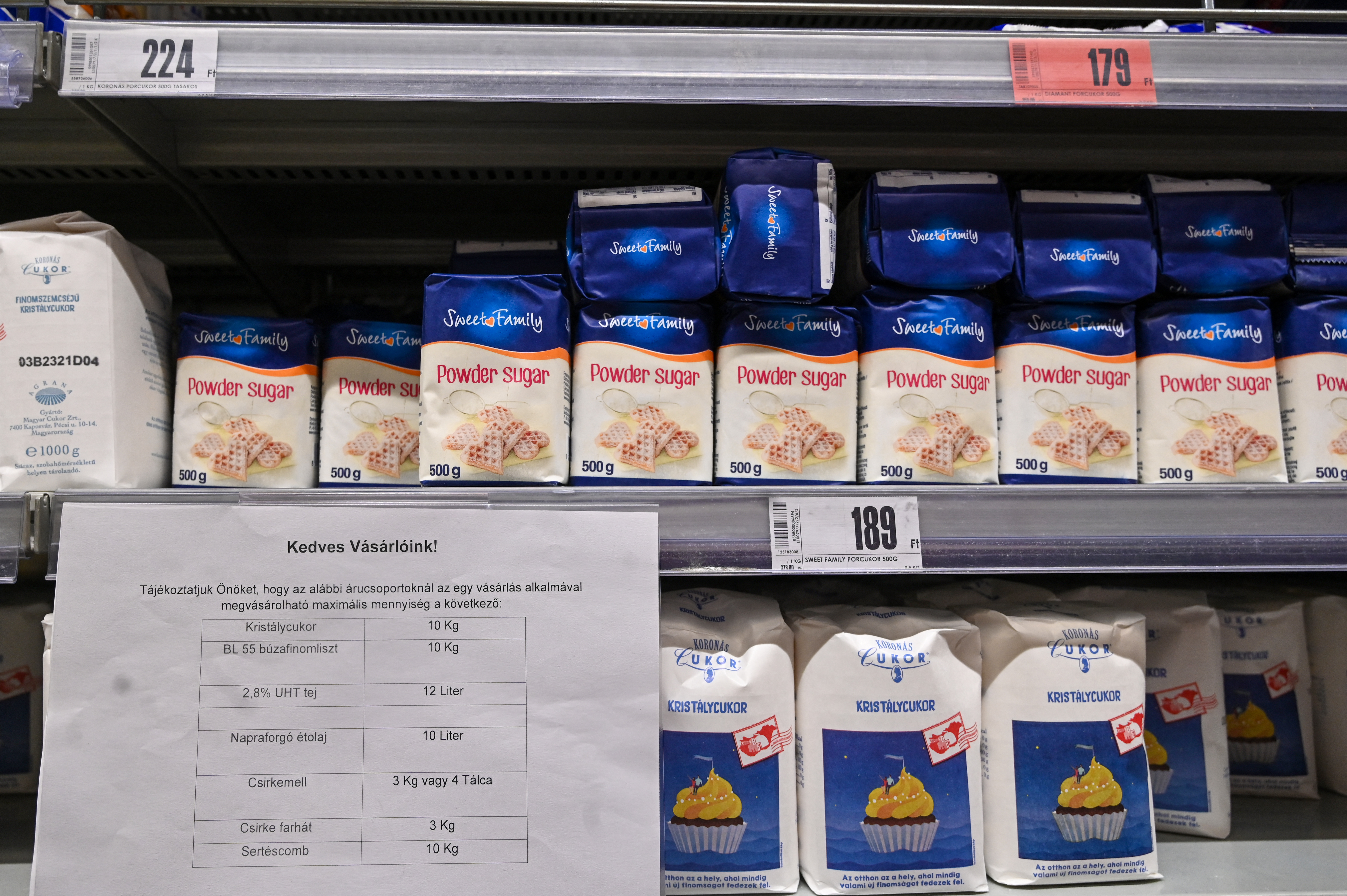 Hatósági áras cukor egy magyar boltban