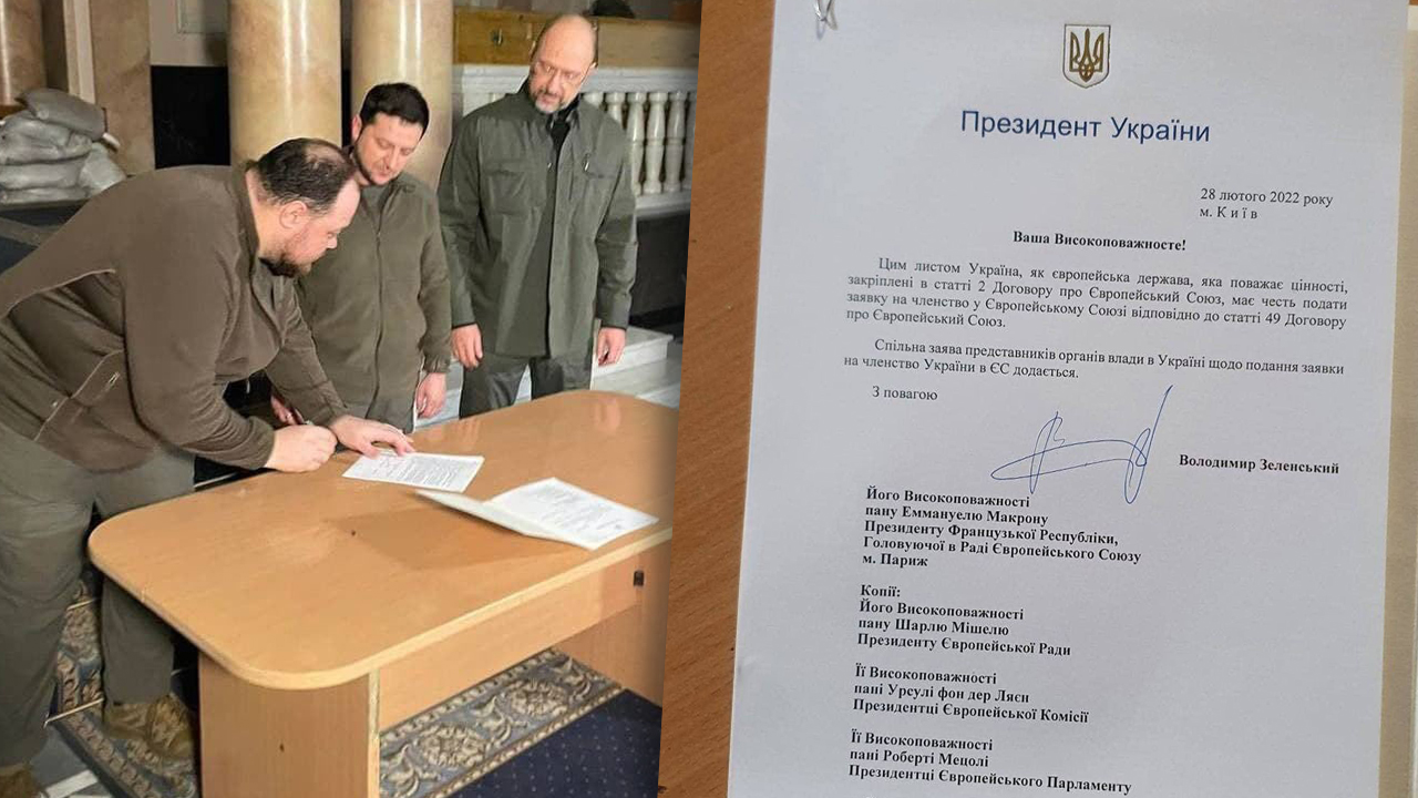 Zelenszkij aláírta az uniós csatlakozási kérelmet