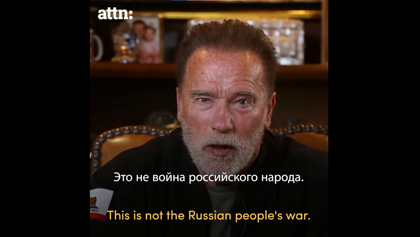 Schwarzenegger megüzente az oroszoknak, mennyire szereti őket, és Putyin csak hazudik nekik a háborúról