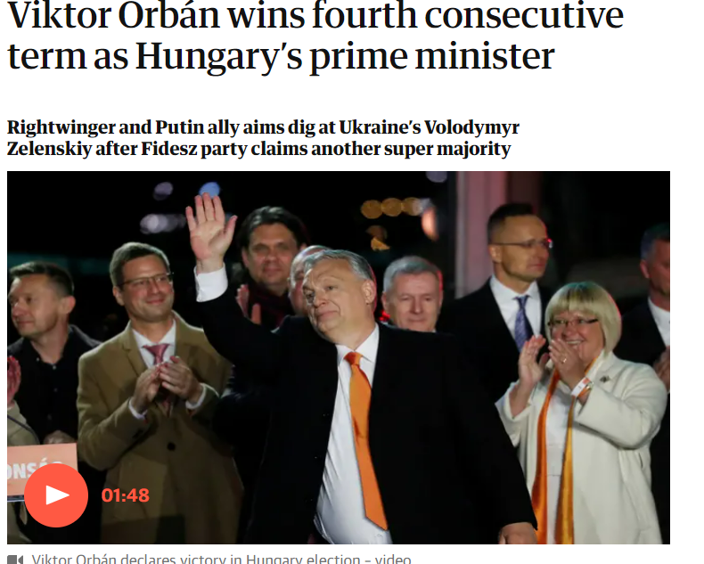 A nyugati lapokban Orbán győzelme mellett az a hír, hogy beszólt Zelenszkijnek