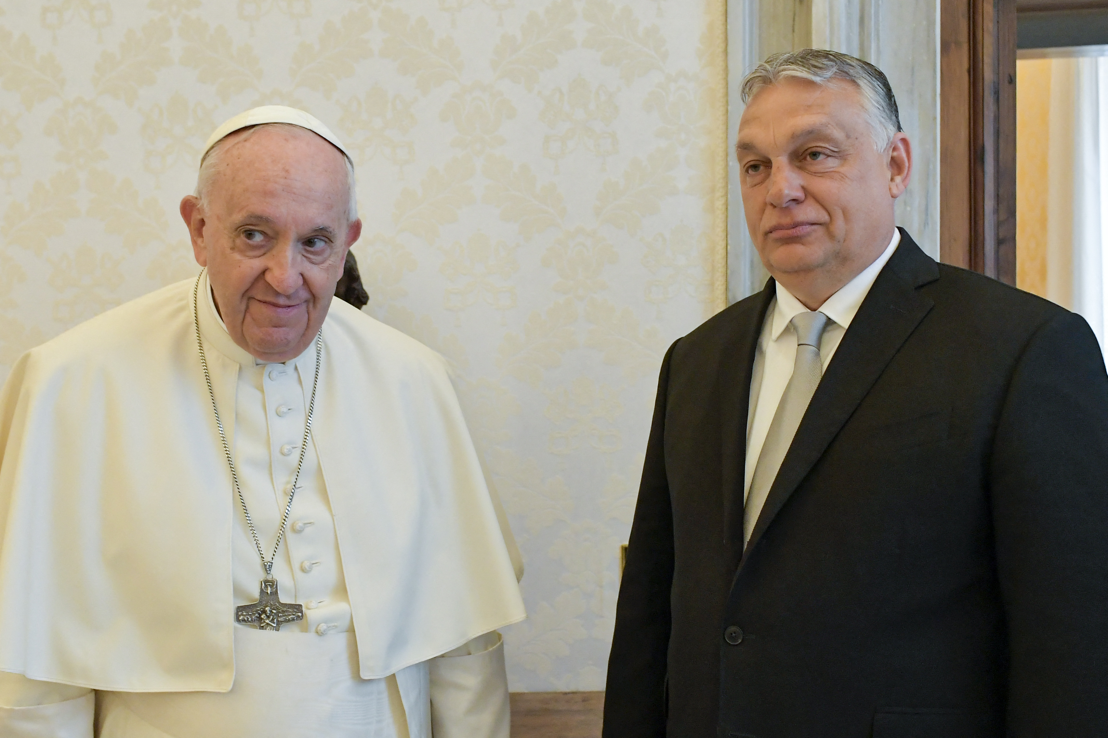 Ferenc pápa és Orbán Viktor áprilisban a Vatikánban.