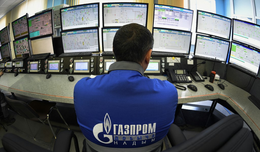 Vezérlőpult a Gazprom egyik gázmezőjén.