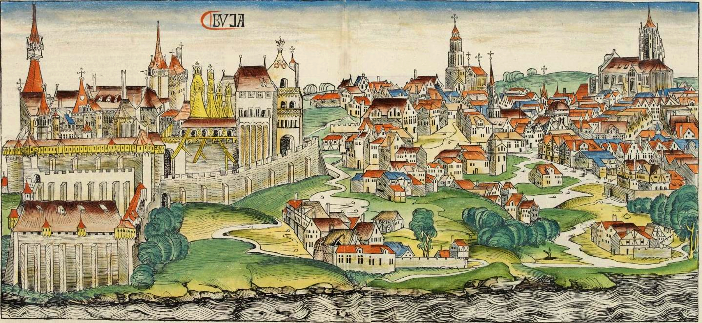 Buda látképe az 1493-as nürnbergi krónikában (vagy Schedel-világkrónikában)