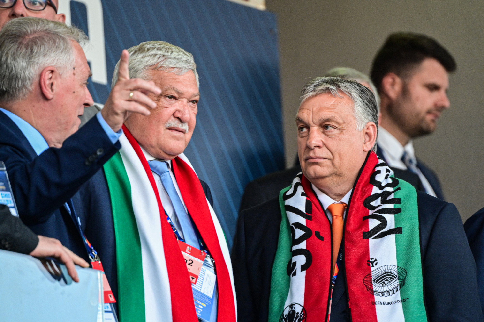Orbán Viktor és Csányi Sándor az olasz-magyaron 2022. június 7-én.