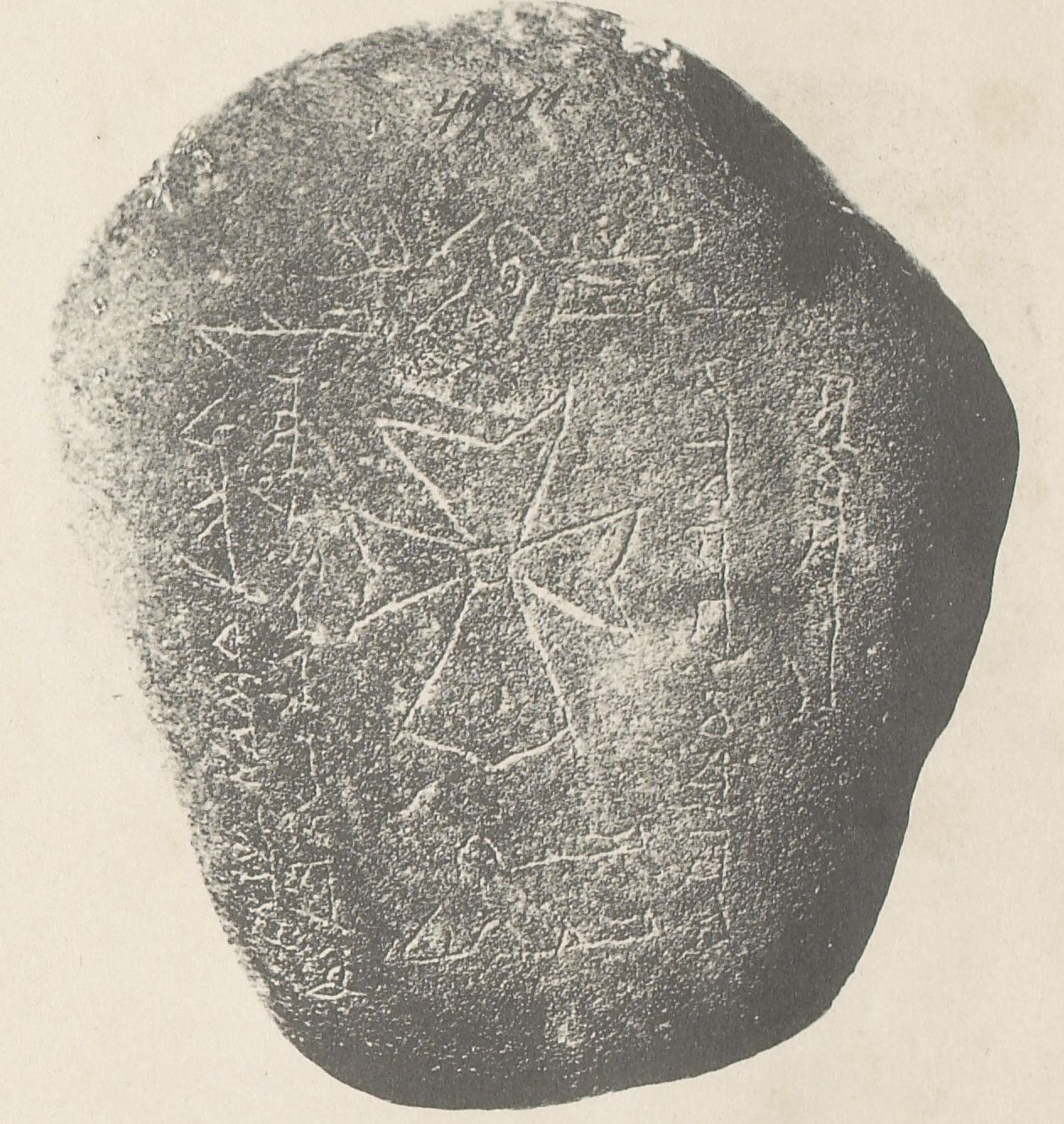 A 19-ik századi feltárások során megtalált sírkő, amelyen a "dögvészben halt meg" felirat olvasható