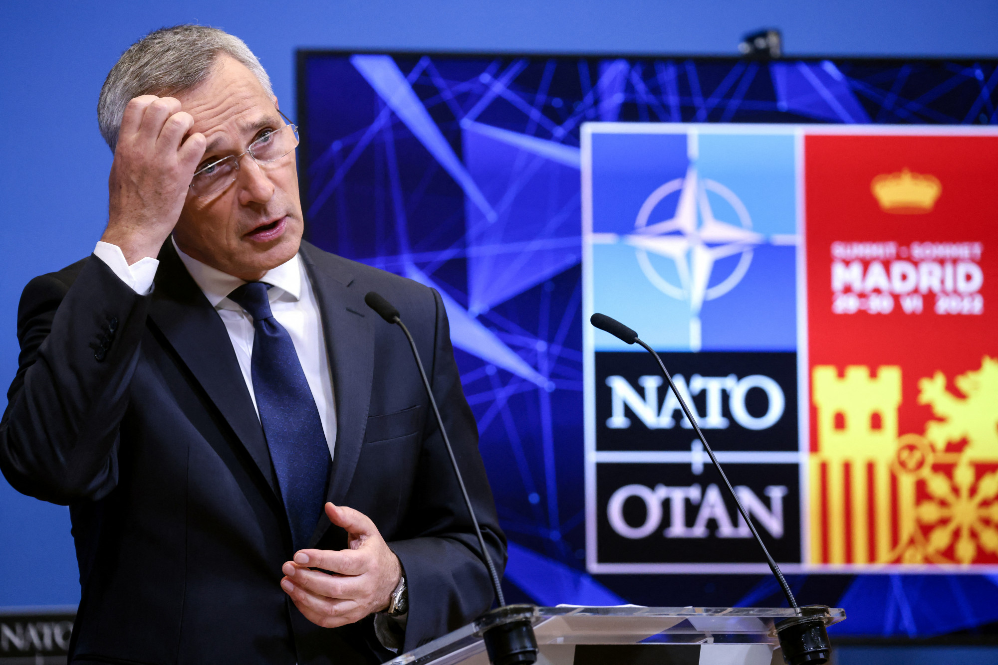 Jens Stoltenberg, a NATO főtitkára Brüsszelben 2022. június 27-én.