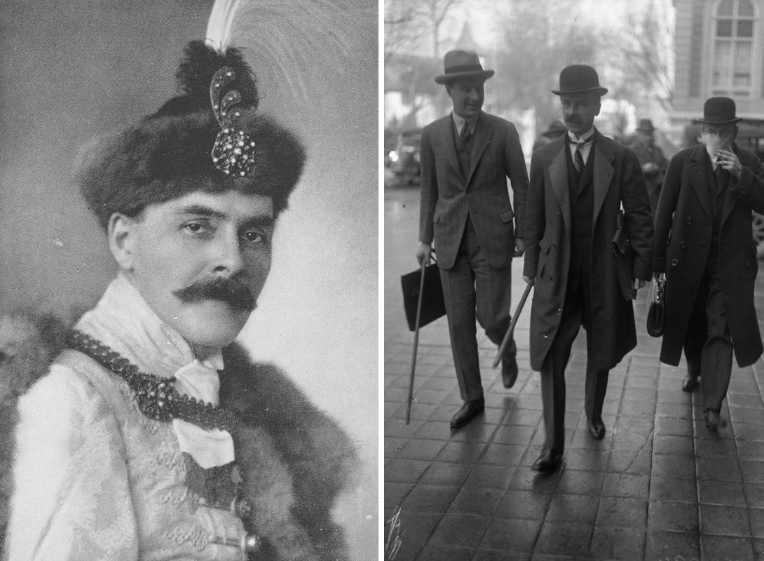 Balra Kállay Miklós egy 1920 körül készült fényképen, a jobb oldali képen Bethlen István (középen), Magyarország miniszterelnöke 1926-ban