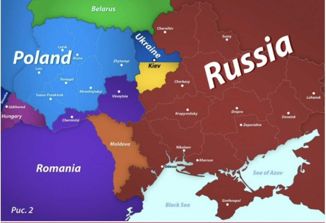 Ukrajna felosztásáról készült térképpel provokál Medvegyev