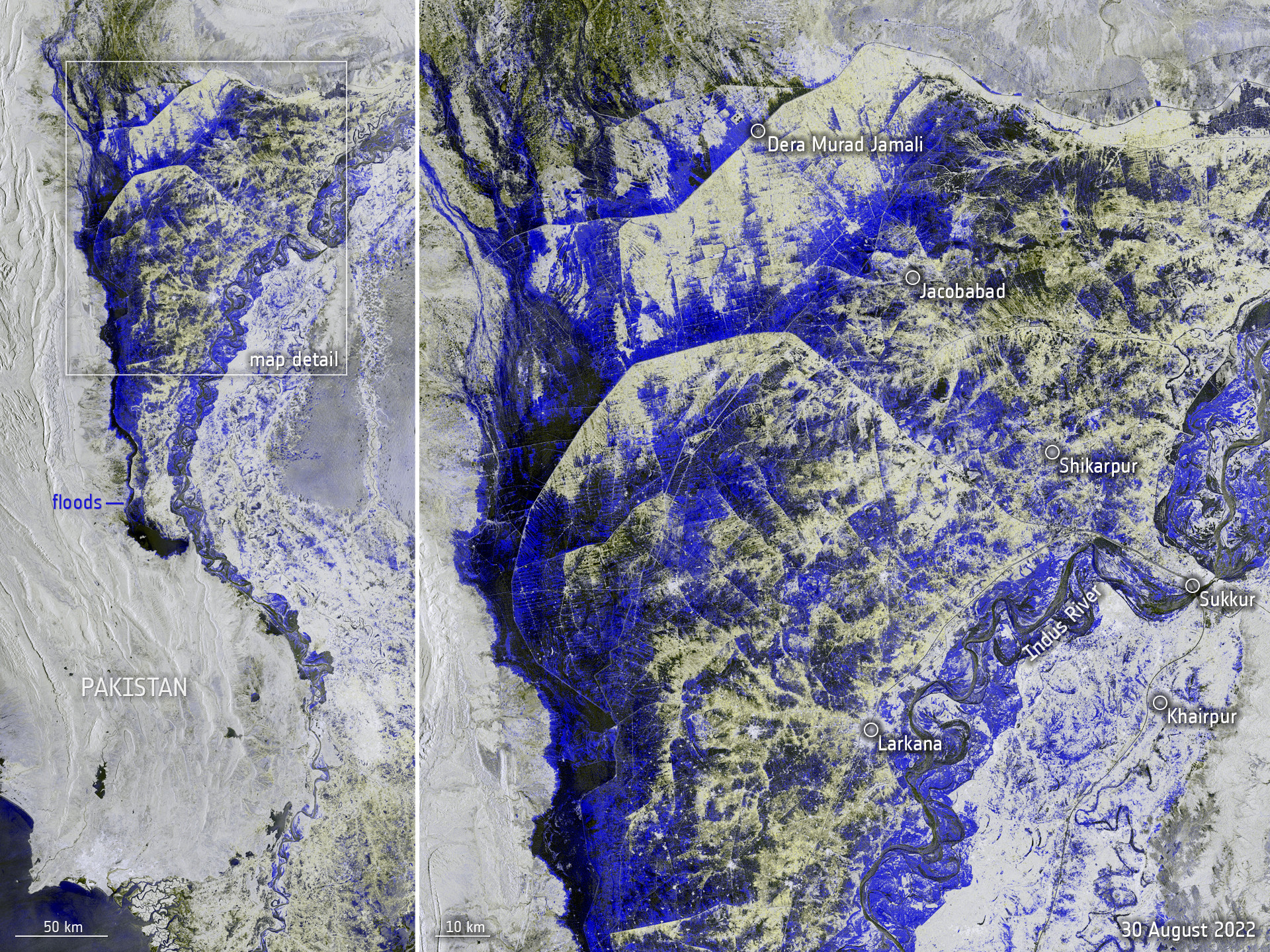 Drámai műholdképeken a víz alá került Pakisztán