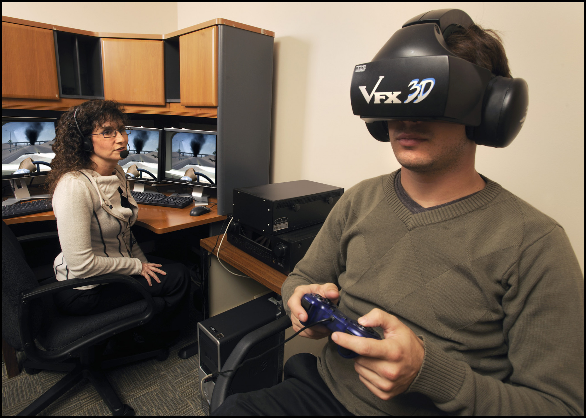 VR-terápiás kísérlet közben