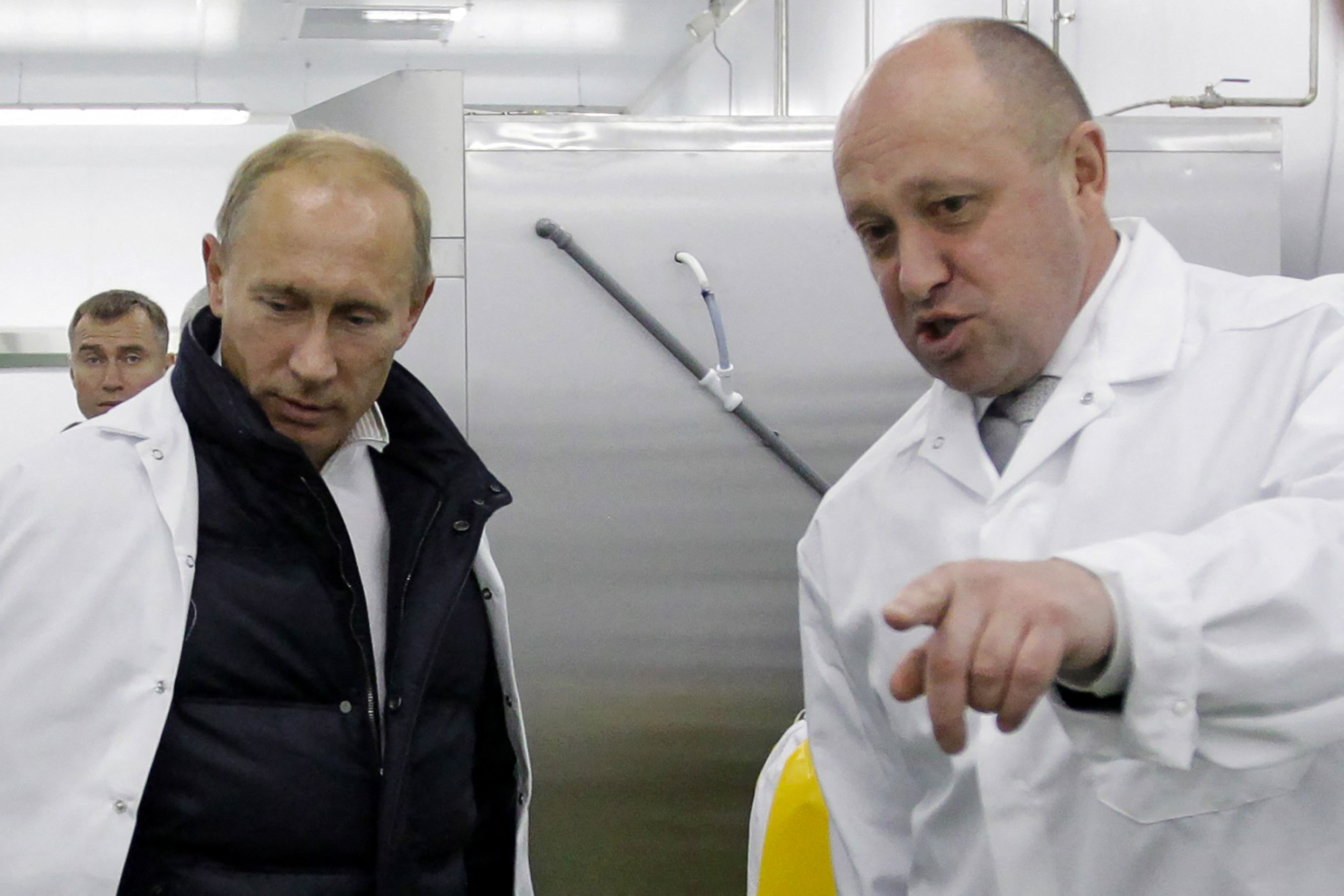 Yevgeny Prigozhin is also referred to as Putin's chef, head of the Wagner mercenaries, with Vladimir Putin in St. Petersburg in 2010.