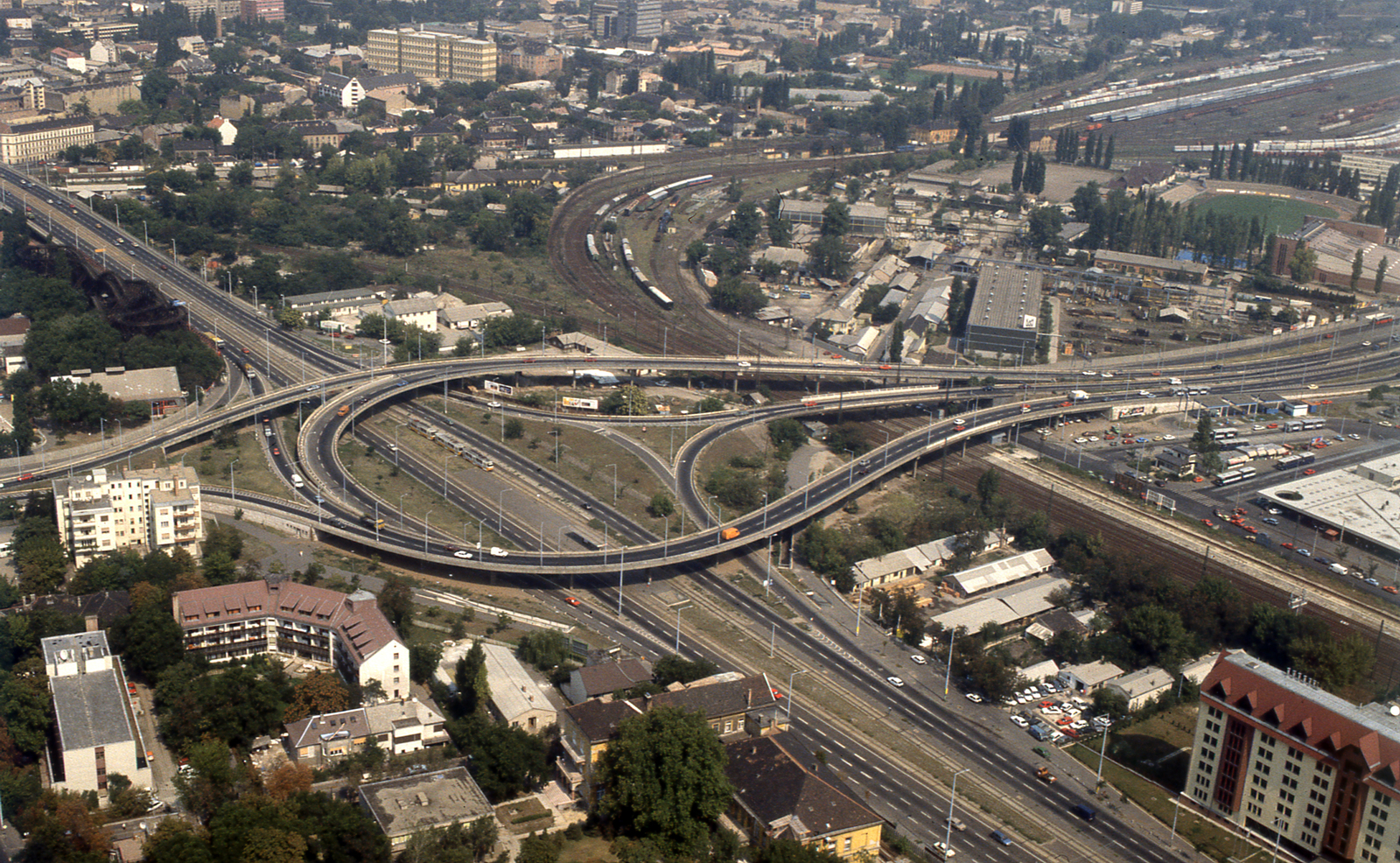 Légifotó a Hungária körútról és a Kacsóh Pongrác úti felüljáróról