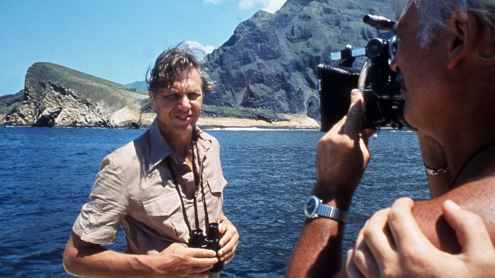 David Attenborough az 1979-ben megjelent, Élet a Földön című természetfilm-sorozat forgatásán