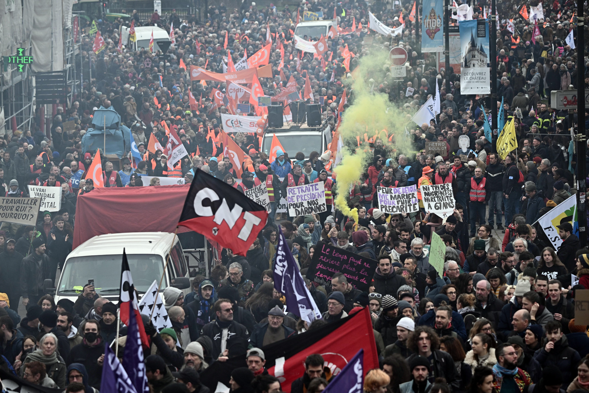 Tüntetők Nantesben január 31-én