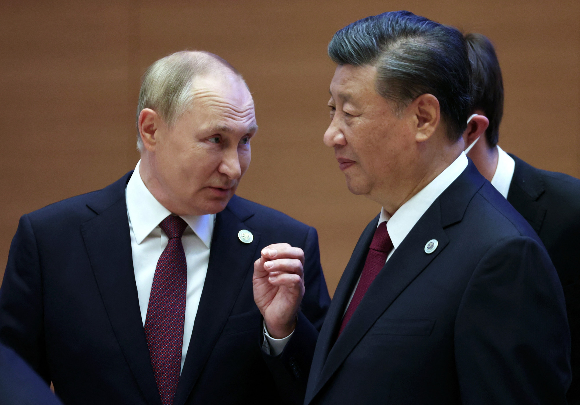 Vlagyimir Putyin és Hszi Csin-Ping 2022-ben egy szamarkandi csúcstalálkozón