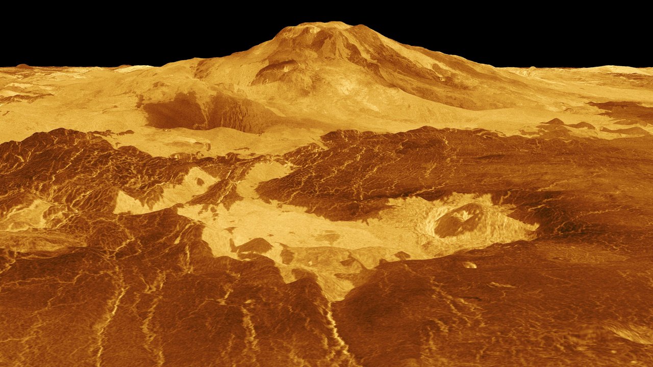 A 8 kilométer magas Maat Mons vulkán 3D modellje