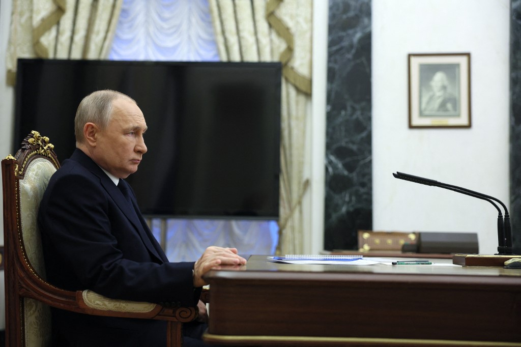 Vlagyimir Putyin a Kremlben 2023 március 25-én