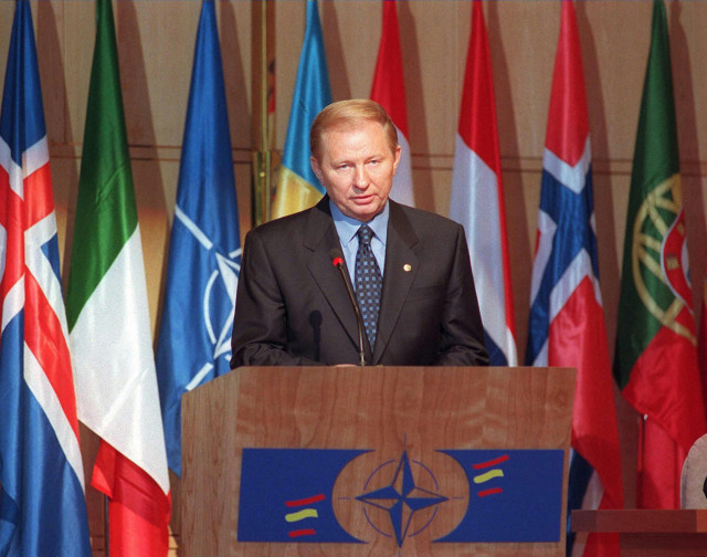 Leonyid Kucsma ukrán elnök évekkel később, az 1997-es NATO-csúcson.